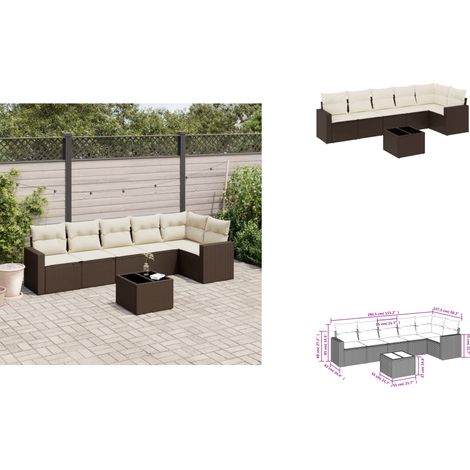 7-tlg. Garten-Sofagarnitur mit Kissen Braun Poly Rattan - Garten Sofagarnitur - Garten Sofagarnituren - Outdoor Sofagarnitur - Sofagarnitur Terrasse