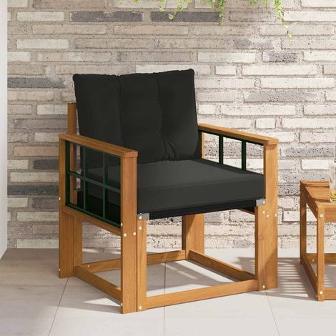 2 Stück Outdoor-Sofagarnitur Massives Akazienholz und Textilene
