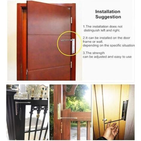 pair Ferme-porte à ressort, ferme-porte en alliage d'aluminium, dispositif de fermeture automatique réglable en surface, 45 kg (1 pièce) (1/3)