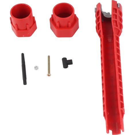Clé d'évier multifonctionnelle 8 en 1, outil en acier, économie de travail, niveau rouge, plomberie pour toilettes (1/5)