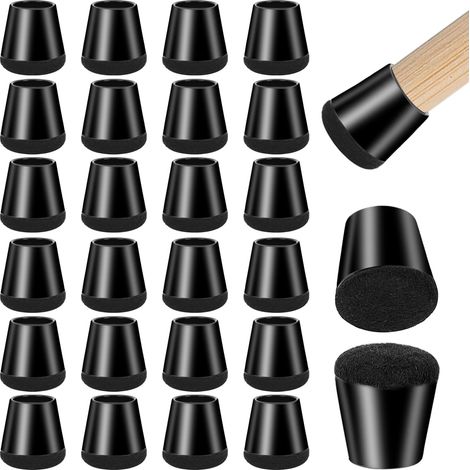 24 Pièces Protection Pied de Chaise, Petit Patin Chaise pour Pied de Chaise 14-20mm, Protege Pied de Chaise en Silicone avec Feutre, Embout Chaise pour Protéger Les Pieds de Meubles, Noir (1/5)