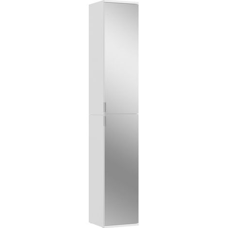 Ebuy24 – Armoire de rangement 2 portes blanche – Miroir intégré – Design moderne pour intérieur chic – Dimensions optimisées pour petits espaces