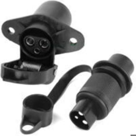 Prise 3 Broches Agricole - 12 V à 24 V - Étanche avec Joint Caoutchouc - Pour Remorques et Véhicules Agricoles - Lot de 1 (1/5)