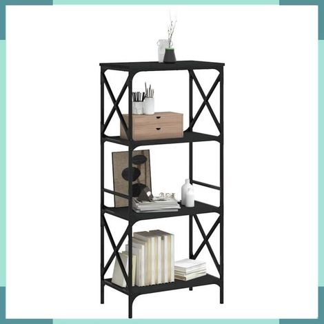 Bibliothèque - 837617 - Noir - Bois d'ingénierie et métal - 59 x 35 x 132 cm (1/5)