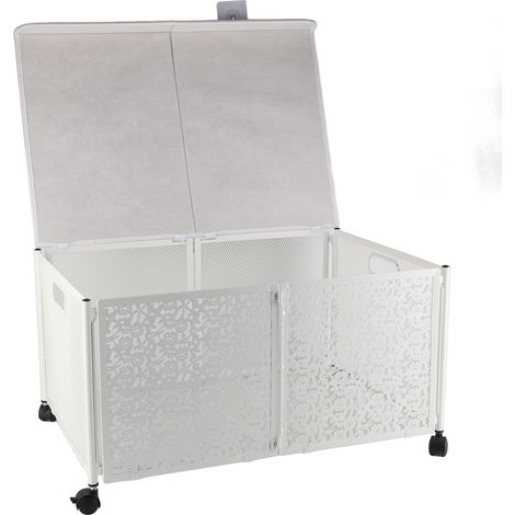 1 Coffre de rangement pliable en métal avec roulettes pour jouets (1/5)