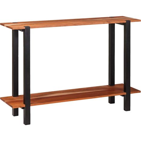 Table console，Table d'appoint，Bout de canapé，Meuble d'entrée avec étagère Marron et Noir 110 x 30 x 75 cm