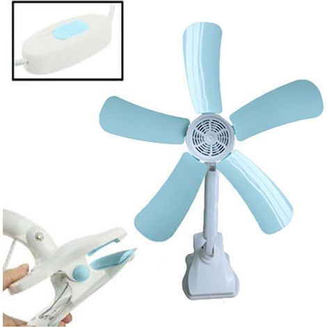 VENTILATORE A PINZA CON DOPPIO SNODO 5 PALE DA SCRIVANIA TAVOLO CASA UFFICIO -