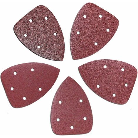 100 Pièces Papier Abrasif pour Ponceuse Triangulaire 90 x 140mm, Grain 40/60/80/100/120 Feuilles de Ponçage de 5 Trous en Oxyde d'Aluminium, Idéale pour Poncer/Polir (100)