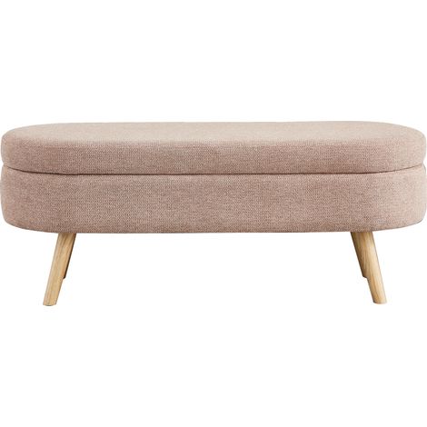 Banc coffre de rangement 110 cm en velours rose, assise d’appoint ovale compacte pour chambre, entrée ou salon, style moderne et sécurité enfant - CHICFURN (1/5)