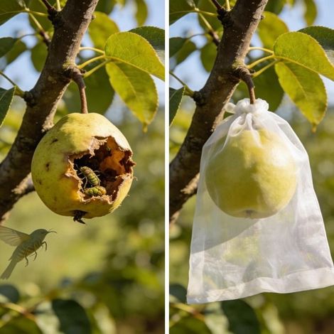 Lot de 150 sacs de protection pour fruits En maille de nylon respirante avec fermeture par cordon (1/5)