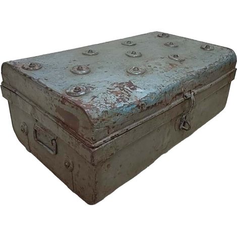 Maleta de metal acabado artesanal marrón 67x37x25h cm