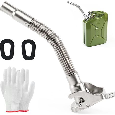 Bidon verseur flexible pour 5/10/20 l, bidon d'essence, de diesel, d'huile pour bidon en métal, bec verseur en acier inoxydable pour voiture, camion, bateau (1/5)