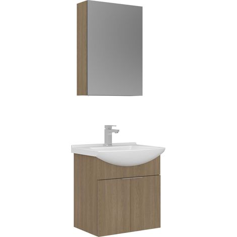 Ensemble Meuble Vasque avec Miroir (2 Pièces) "Purus 55" - 55 x 50 x 58 cm - Oak (1/3)