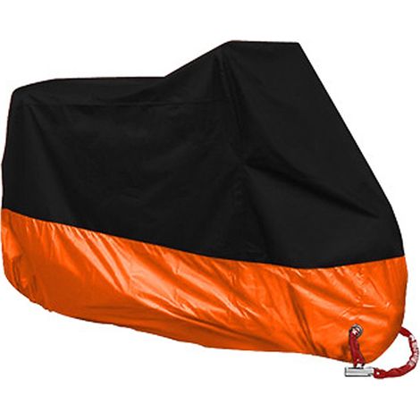Housse de moto universelle imperméable et résistante aux intempéries et au soleil, avec œillets de verrouillage et sac de rangement. (1/5)