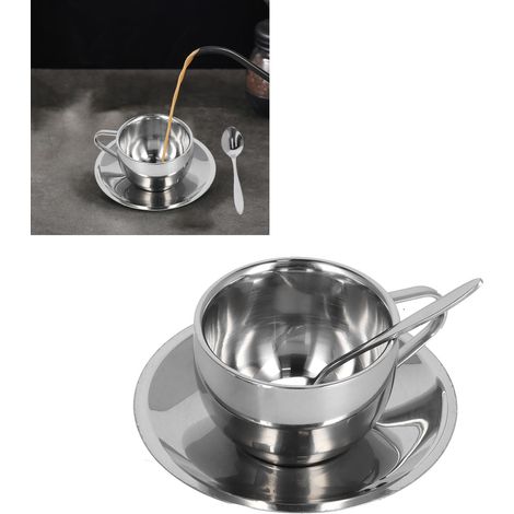 Dreiteiliges Set Kaffeebecher aus Edelstahl 304, doppelwandige Isolierbecher, Set für Zuhause, Milchbecher, doppelwandiges Set Mailand – 180 ml (1/5)
