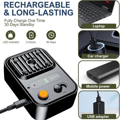 Répulsif ultrasonique pour chien, dispositif anti-aboiement, étanche, rechargeable, portable, trois modes, multifonctionnel, anti-bruit, anti-aboiement, pour dressage d'animaux de compagnie, s (1/5)