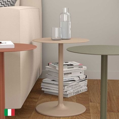 Tavolino Caffe Rotondo L 40x50 h Made in Italy - Stilo Avorio antico (1/5)