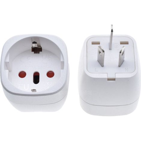 2-teiliges UK-Steckeradapter-Set, Reiseadapter Frankreich-UK, Steckeradapter für Irland, England, Schottland, Dubai, Malta, Typ-G-Adapter (Weiß)