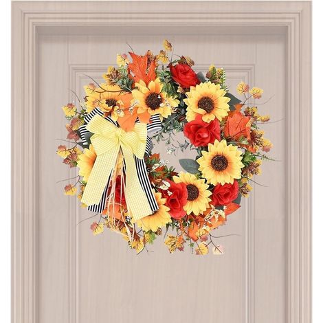 Couronne de Porte Automne - Décor Porte Action De Grâces - Guirlande Créative Réaliste Décoration Multifonctionnelle pour Mur Jardin Extérieur Appartement Salon Maison Porche