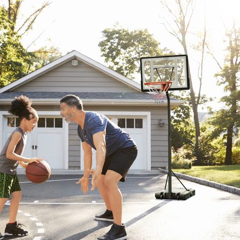 Panier de basket-ball extérieur avec support, hauteur réglable de 255 à 305 cm, support de basket-ball à roulettes, support de panneau de basket-ball, système de basket-ball, acier (1/5)