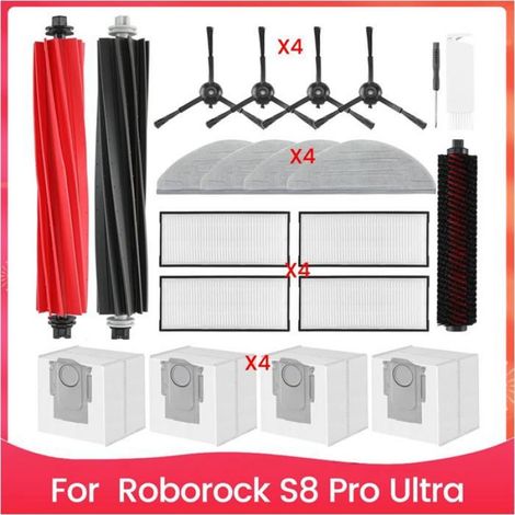 Pour Aspirateur Robot pour Roborock S8 Pro Ultra, Brosses Latérales Principales, Filtres, Tampons en Tissu, Sacs à Poussière, Outil (1/4)