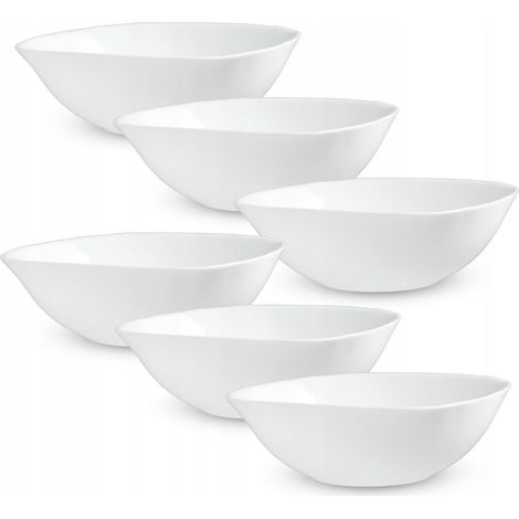 KADAX Weiße Glasschale, Salatschale, weiße, 17cm, 6 Stück