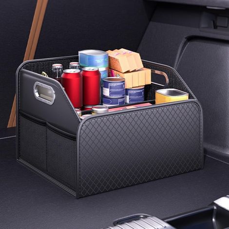 Organisateur de coffre en cuir, pliable, pour SUV/Jeep/sedan, accessoire auto stable pour camping homme. (1/5)