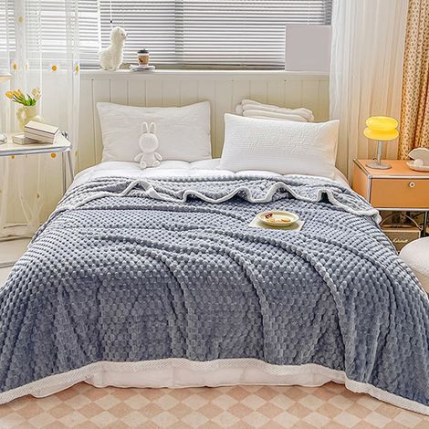 Couette - Plaid Double Face Velours - 200 x 150 cm - Pour Canapé Lit ou Salon - Usage Intérieur Toute Saison - 1 Pièce (1/5)