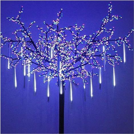 3 Lichterketten, weiße LEDs mit Meteoriten-Regeneffekt, IP44 wasserdicht, USB-betrieben, für die weihnachtliche Gestaltung von Terrasse und Garten (1/5)