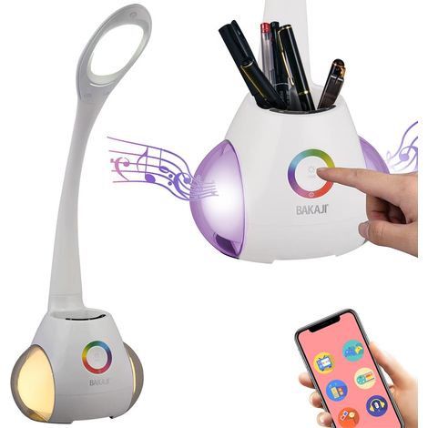Lampada Cassa Altoparlante Speaker Bluetooth da Tavolo LED Touch con Portapenne
