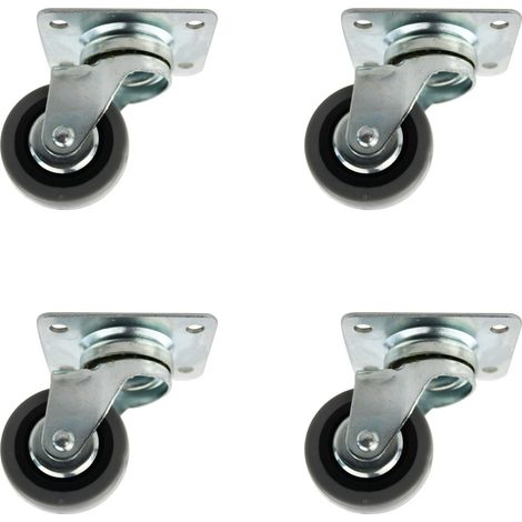 Schwerlastrollen 4er Set ø50mm Hartgummirollen mit Anschraubplatte aus Metall