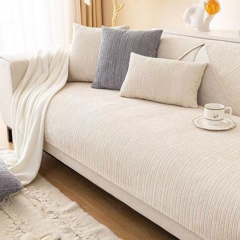 Coussin de canapé résistant à l'usure, jeté de canapé beige, coussin de canapé moderne antidérapant, pour le salon, 90 x 180 cm (1/5)