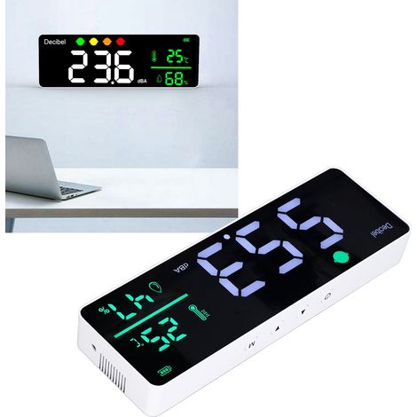 DM1306D 3-in-1 Schallpegelmesser (30-130 dBA) - Schallpegelmesser + Hygrometer + Thermometer - LED-Schallpegelmesser zur Wandmontage (1/5)