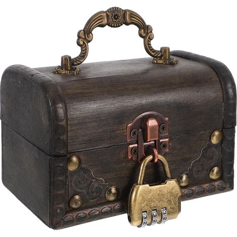 Coffret En Bois Vintage Avec Serrure Boîte À Bijoux En Bois Coffret De Rangement Portable Pour Bijoux Et Accessoires Boîte À Souvenirs De Voyage Décoration Intérieure 4.69 X 3.23 X 3.23 in (1/5)