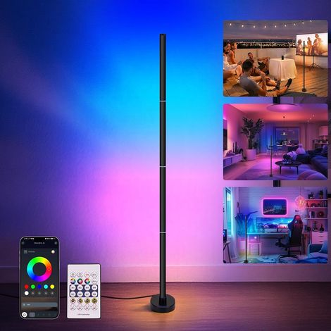 Ce lampadaire LED intelligent se contrôle via une application et une télécommande. Son éclairage d'ambiance minimaliste le rend idéal pour les salles de jeux, les chambres, la décoration intérieure et (1/5)