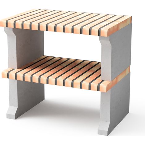 MOVELAR - Caballete lateral Alcoa Plus XL para Barbacoa de Obra Prefabricada (Gris, naranja - 86,5 x 58 x 58 cm) - Uso en Exteriores (1/2)
