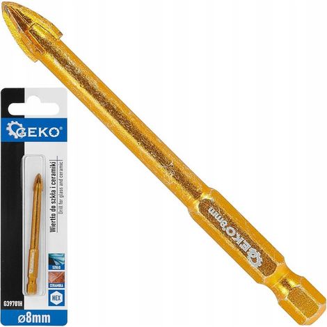 Foret verre geko hex 8mm 4 arêtes carbure tungstène (1/3)