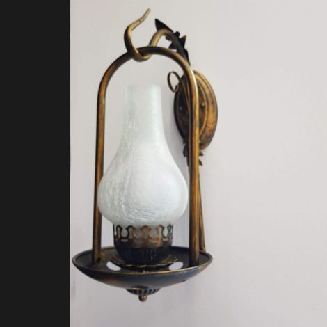 Applique a lanterna LED da 5 W 1300 K in oro antico con lampadina effetto fiamma