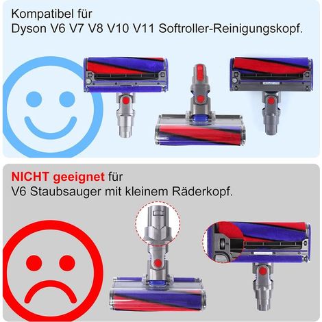 Ersatz-Sohlenplatte, Rad, Achsen und Filzstreifen für die weiche Reinigungsdüse von Dyson V6, V7, V8, V10 und V11 (Vorderrad) (1/5)