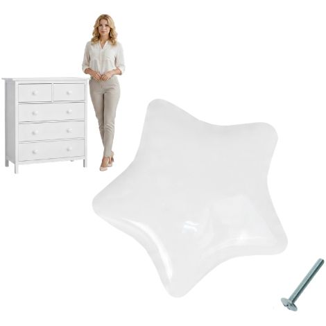 Poignée de meuble, bouton pour meubles d'enfant, étoile, porcelaine blanche AKS (1/5)