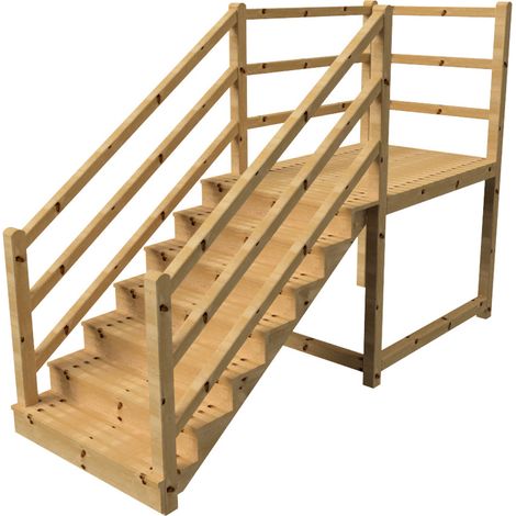MILANO Außentreppe 7 geschlossene Stufen H122 cm - Podest L189 x B120 cm - Treppengeländer links und rechts - Podestgeländer links und hinten