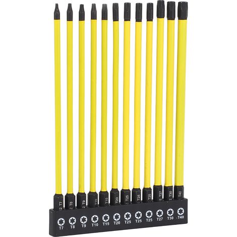 Embouts de tournevis en acier allié S2, dureté 60 HRC, tige hexagonale, longueur 150 mm, avec support magnétique en forme d'étoile (1/5)