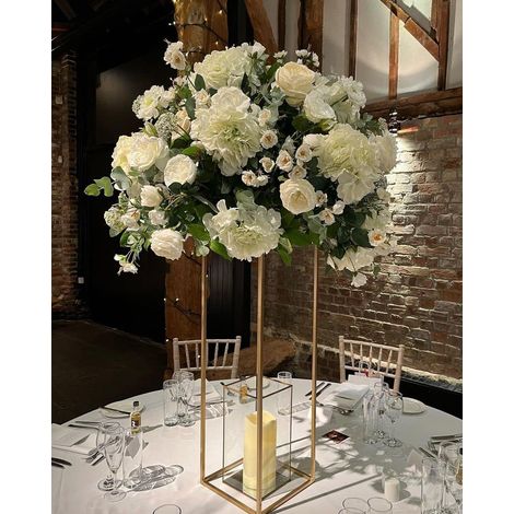 Goldene Hochzeit Blumenhalter 2 Sätze, 24 Zoll hohe Vase Säulen Blumenhalter, Esstisch Metall Geometrie Zentrum, Blumenhalter, Familienparty Hochzeit Dekoration (1/5)