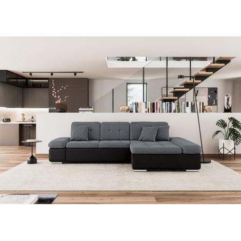 Canapé d'angle convertible ALRI Gris / Noir