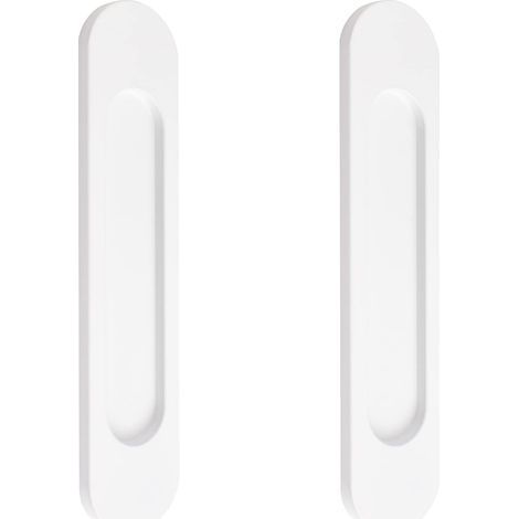 Set of 2 self-adhesive oval sliding door handles in aluminum alloy, warm white, 15 cm (1/5)