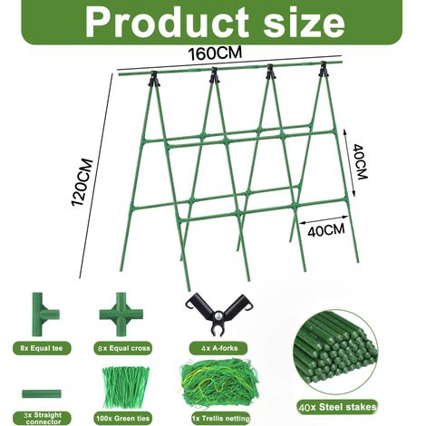 Tuteurs à Concombre, 160 cm x 120 cm Trellis de Jardin Extérieur pour Plantes Grimpantes (1/5)