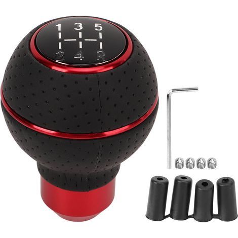 Pomello del cambio universale in alluminio a 5 marce M8 M10 M11 M12 per auto, cambio manuale e automatico, colore rosso. (1/5)