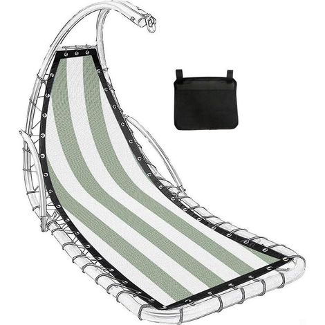 Tissu à rayures pour chaise en textilène - Tissu de rechange pour balancelle - 64 x 197 x 23 cm - Avec sac latéral - Pièce de rechange pour jardin, porche, relaxation (1/5)
