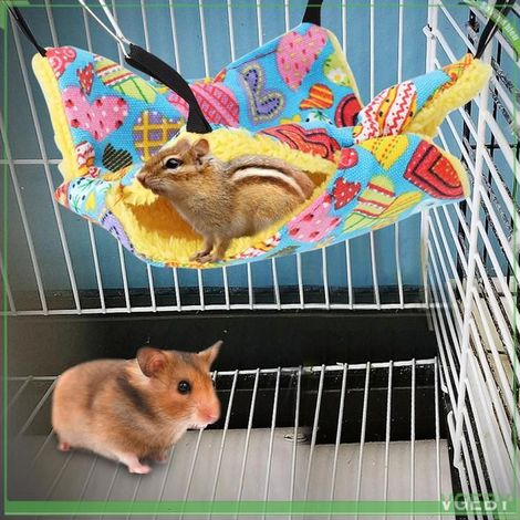 Lit suspendu / Hamac pour hamster - FAFEICY - Double pont - Tissu doux - 20x20 cm - Crochets inclus (1/5)