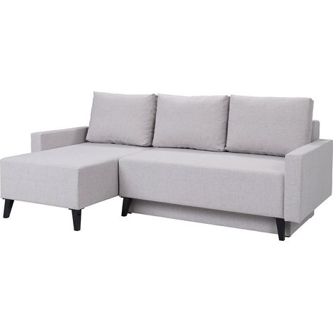 Sofá rinconero Delbene 130, Aura 23 + Negro brillante, Función de descanso, Almacenaje, 225x140x90cm, 0 (1/5)